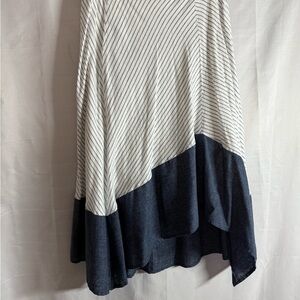 DKNY Asymmetrical Navy and White Skirt